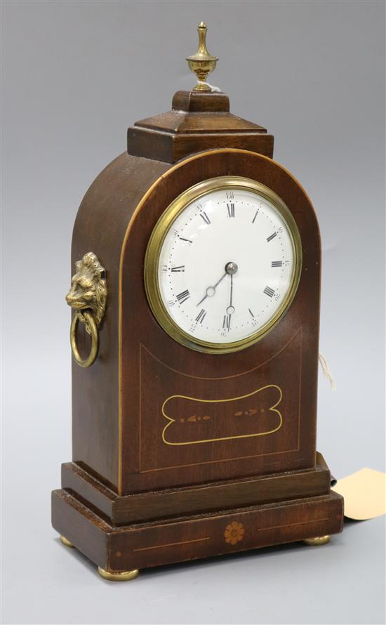 An Edwardian inlaid mantel clock height 29.5cm